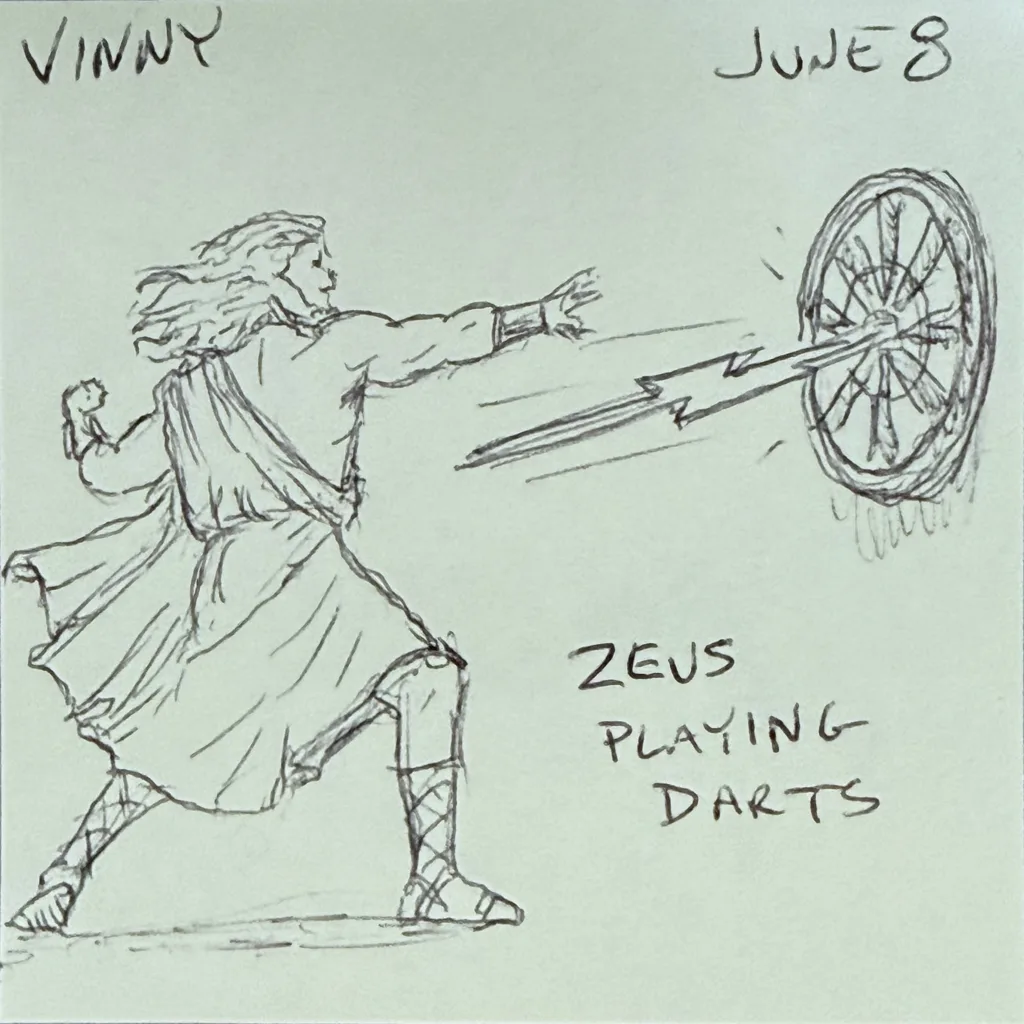 Zeus Playing Darts