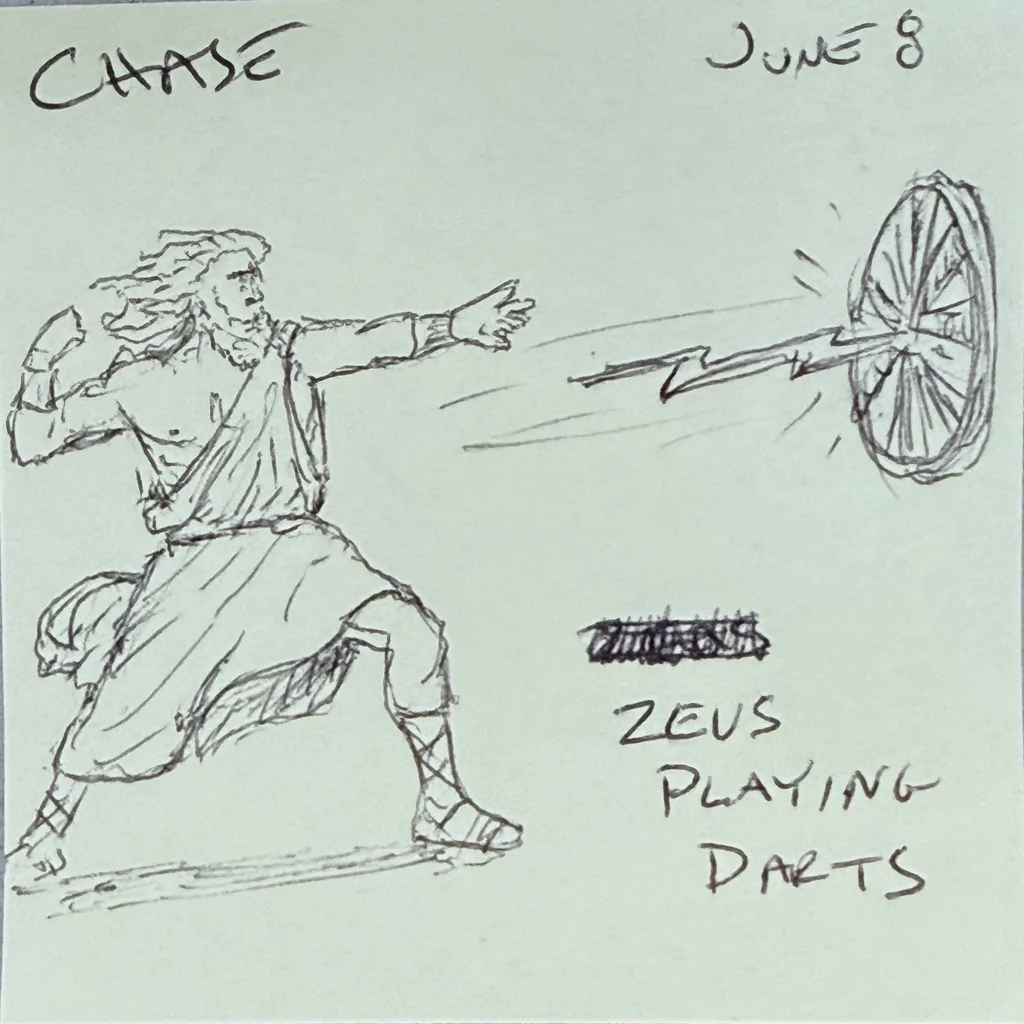 Zeus Playing Darts